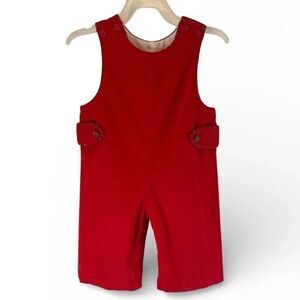Claire & Charlie Corduroy Longall Holiday Red Sleeveless Romper size 6M